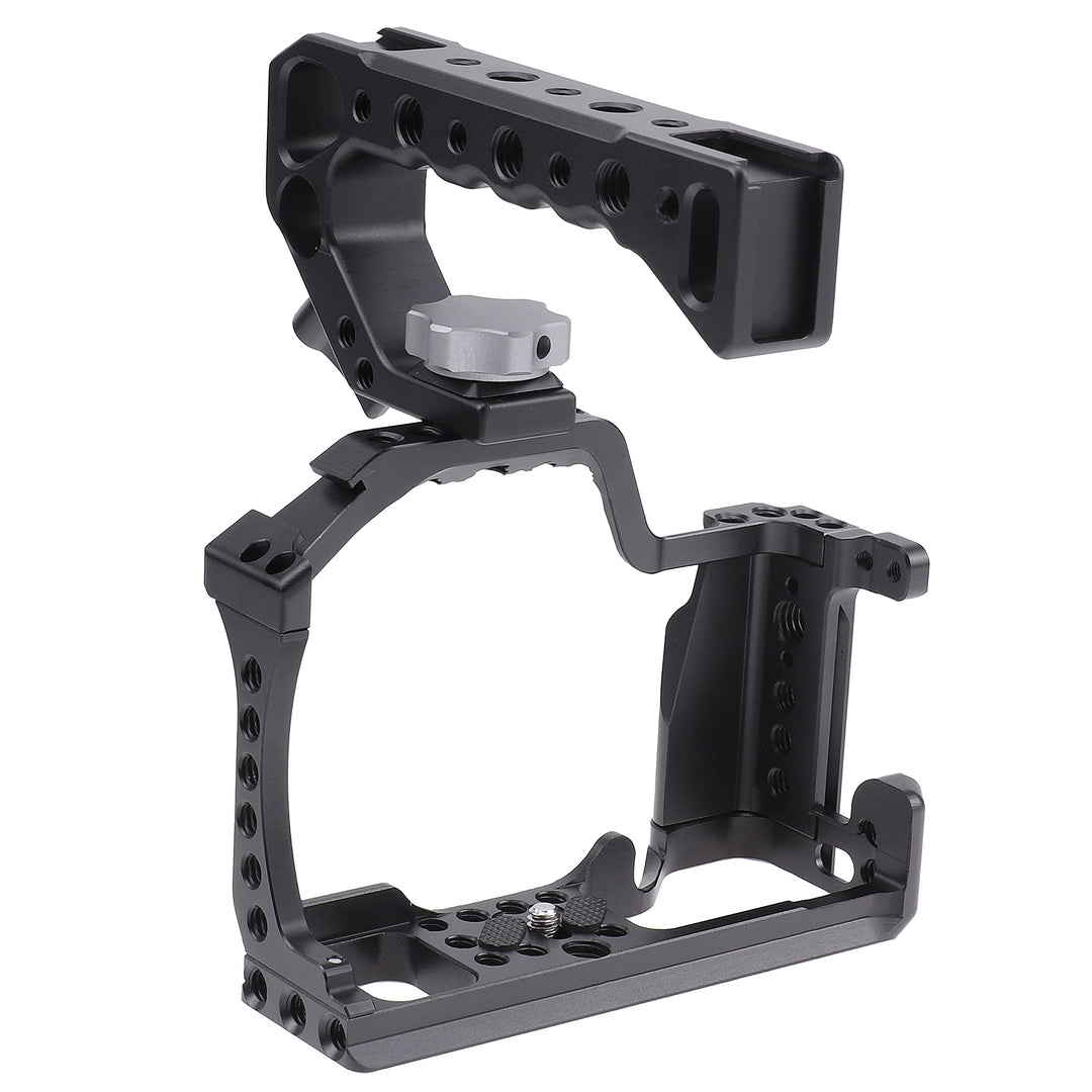 Camera Cage +Top/Side Handle Grip Kit, Aluminium Alloy Video Filmmaking Stabilizer Rig with Cold Shoe and 1/4 3/8 Screw Mouting for Canon EOS M50 Mark II/M50/M5 Mirrorless Camera