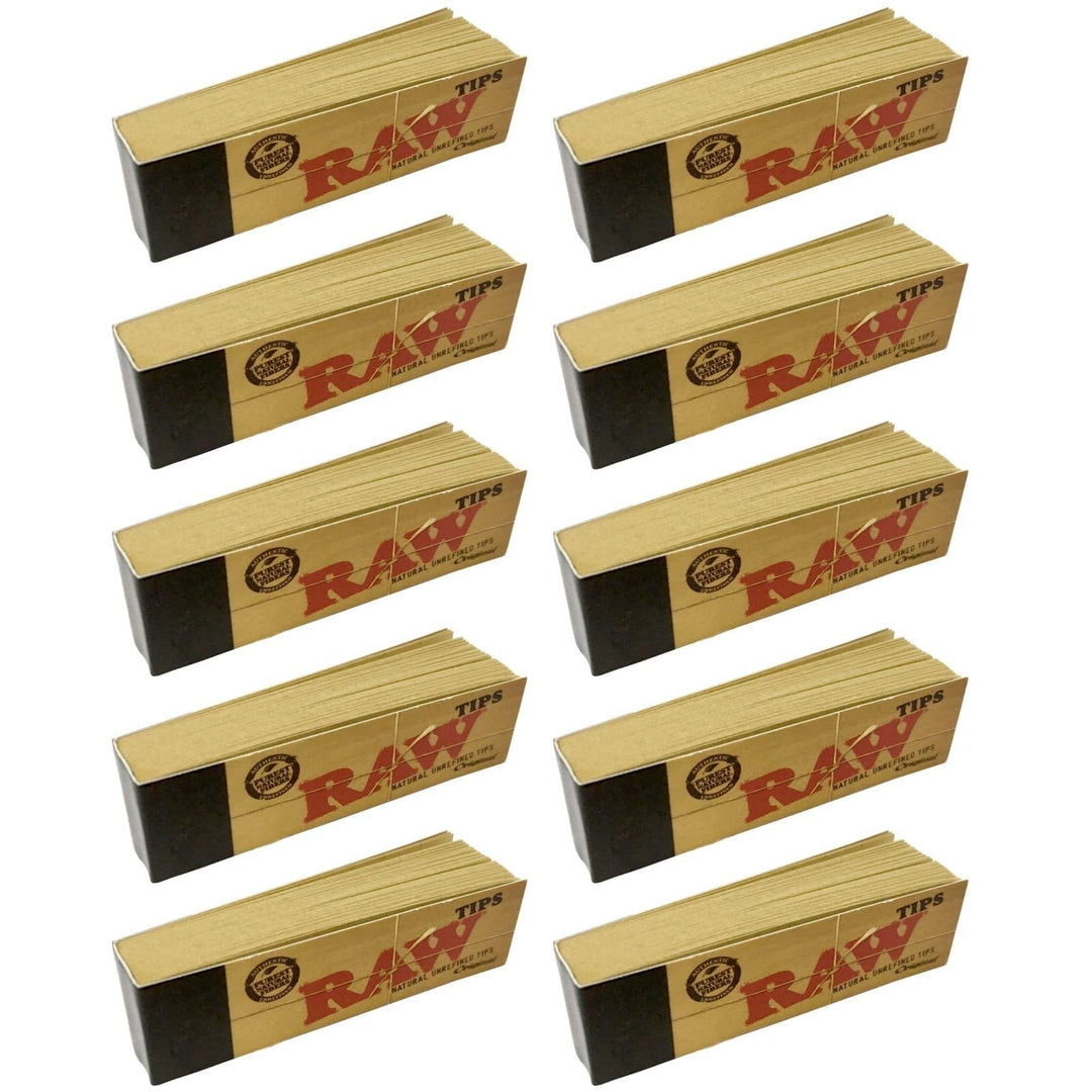 1 , (Booklets) : 500 Raw Rolling Papers Filter Tips (10 Booklets Of 50) Standard Size Vegan