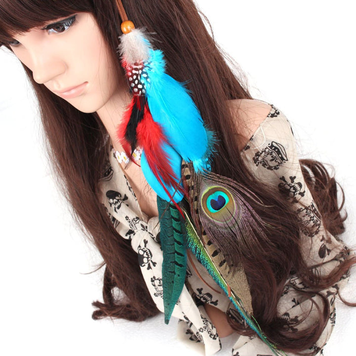 1 Pc Handmade Boho Hippie Hair Extensions with Feather Clip Comb Hairpin Headdress DIY Accessories for Girls Women Lady