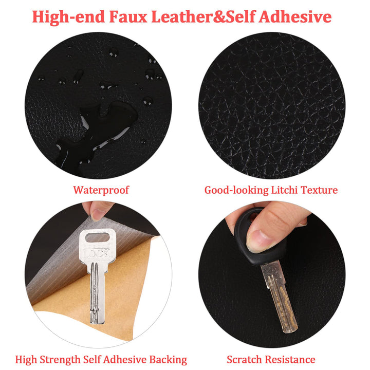 Leather Repair Patch Tape 17x78.7 Inch Large Size Self Adhesive PU-Leather Repair Tape for Furniture Large Size Couch Car Seat Boat Seats Sofa Chair Leather Repair Patch, Black