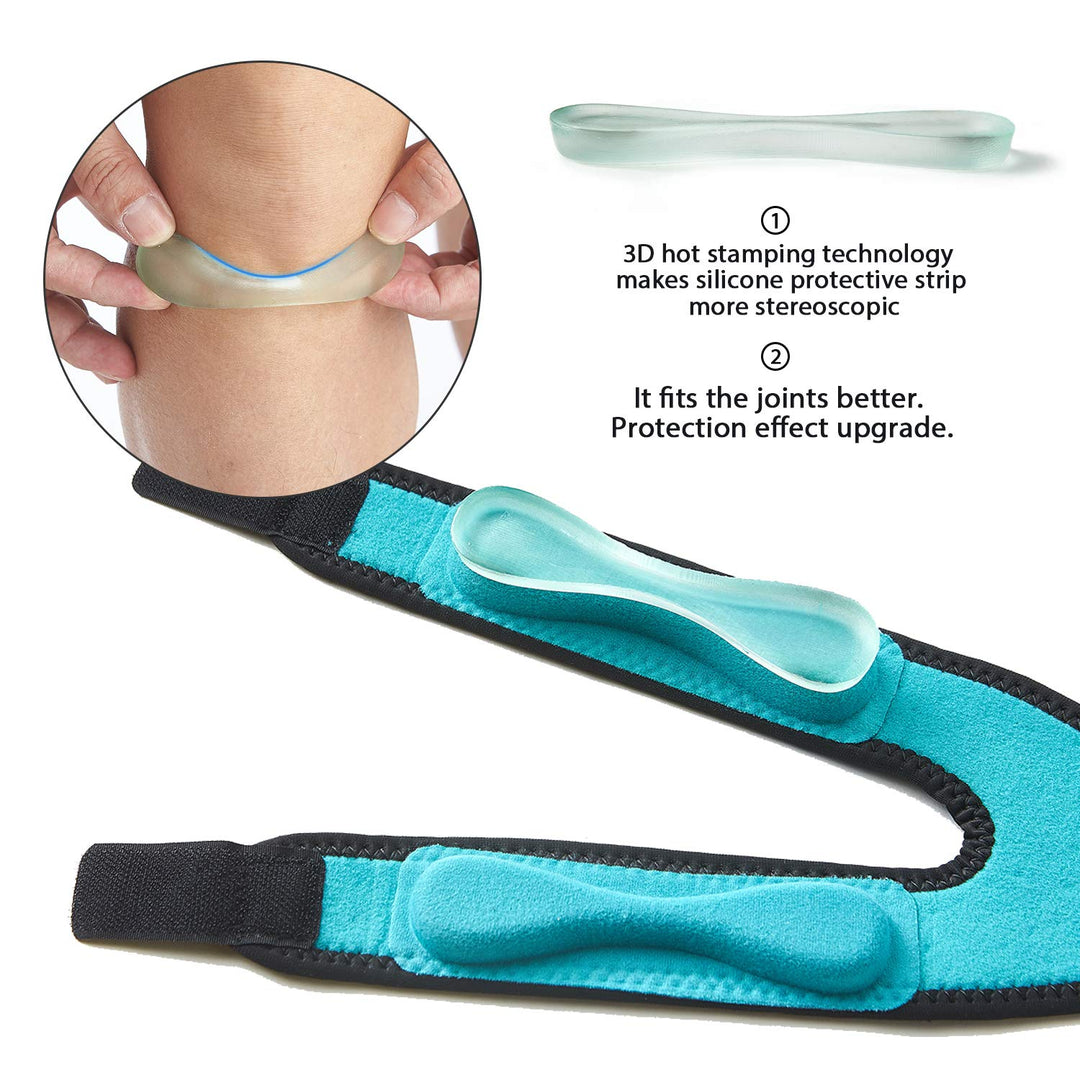 Patella Knee Strap, Adjustable Knee Brace (3D Silicone Insert) for Men & Women, Knee Joint Pain Prevention & Relief & Patella Stabilizer Support for Running, Riding, Football, Hiking.