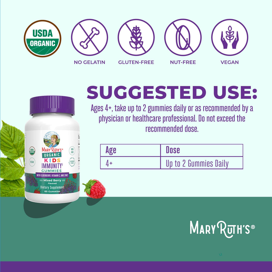 Kids Immune Support Gummies | USDA Organic | Vitamin C, Zinc, and Elderberry Gummies for Kids| Immune Support for Ages 4+ | Vegan | Non-GMO | Gluten Free | 60 Count
