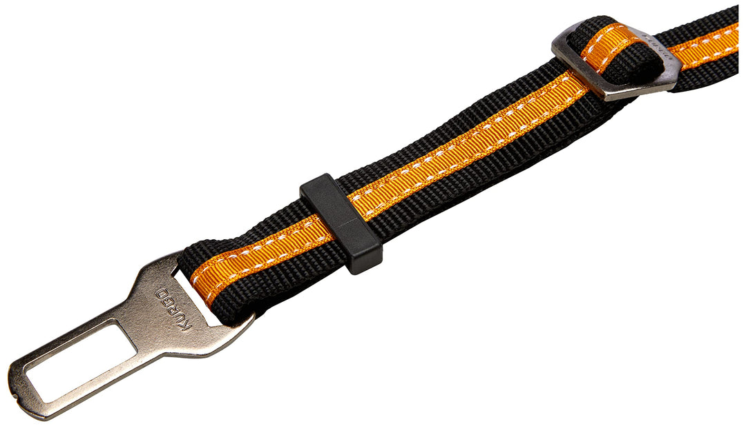 Direct to Seatbelt Tether for Dogs, Car Seat Belt for Pets, Adjustable Dog Safety Belt Leash, Quick & Easy Installation, Works with Any Pet Harness, (Carabiner Clip, Orange)