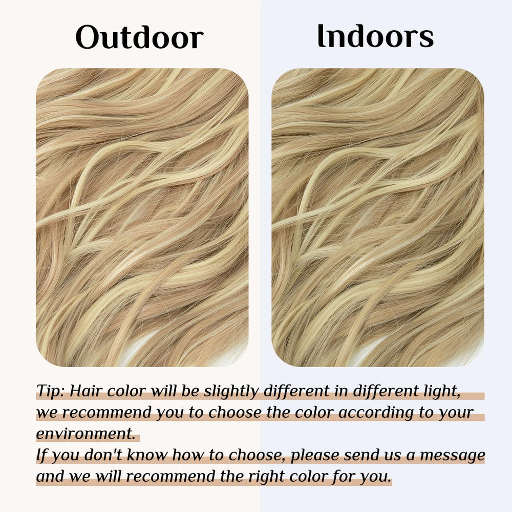 Synthetic Hairpieces Flip in Women Hair Extensions Natural Wave Invisible Halo Hair Extensions M01 (16H613 Dirty Blonde)