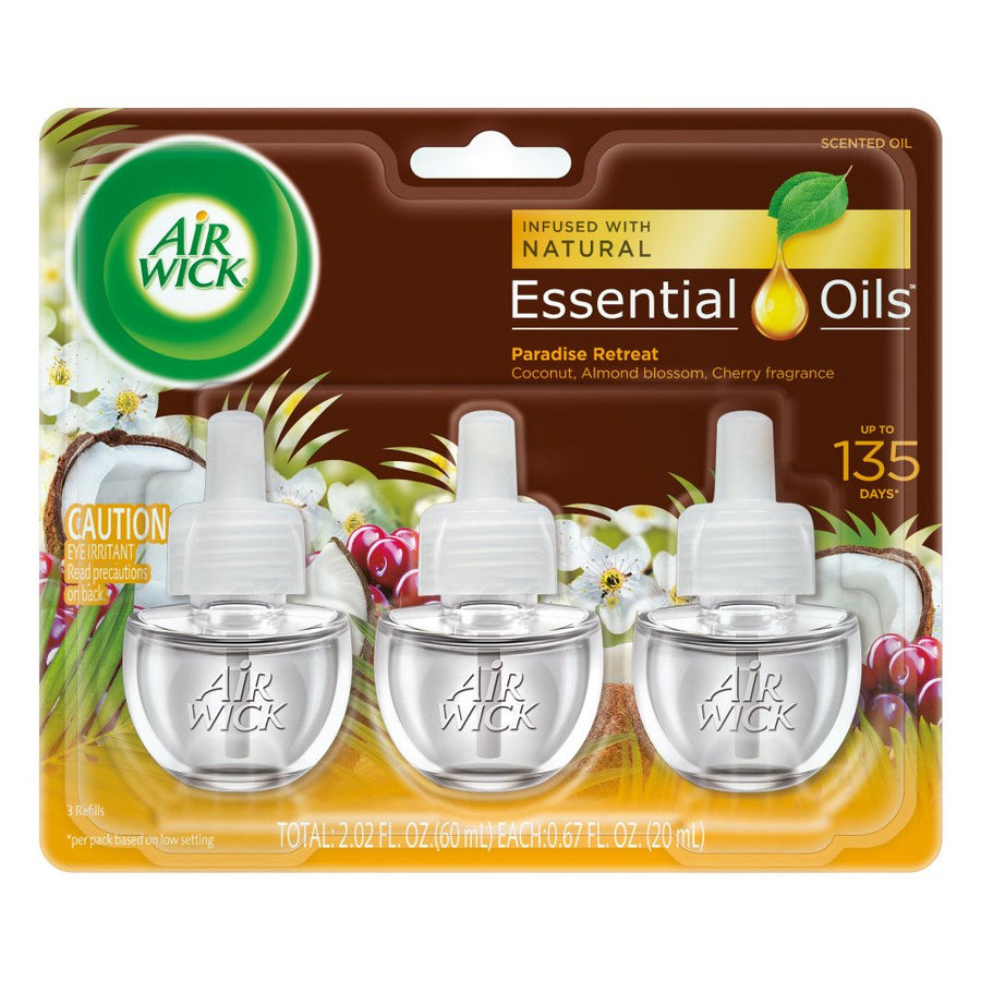 plug in Scented Oil 3 Refills, Paradise Retreat, (3x0.67oz), Essential Oils, Air Freshener