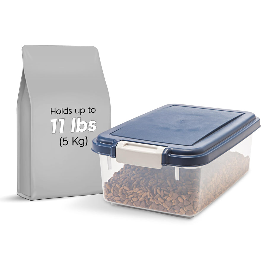 USA Airtight Dog Food Storage Container, Up to 11 lbs, Dog Cat Bird and Other Pet Food Treats Storage Bin, Dog Cat Wet Food Cans, Keep Fresh, BPA Free, Stackable, Navy