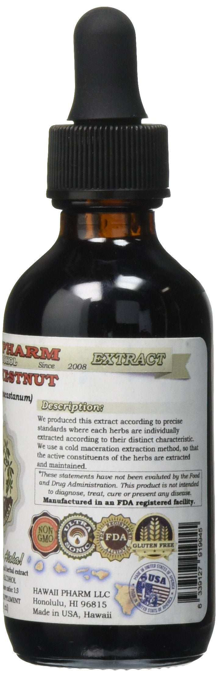 Horse Chestnut Alcohol-Free Liquid Extract, Organic Horse Chestnut (Aesculus hippocastanum) Dried Nuts Glycerite 2 oz