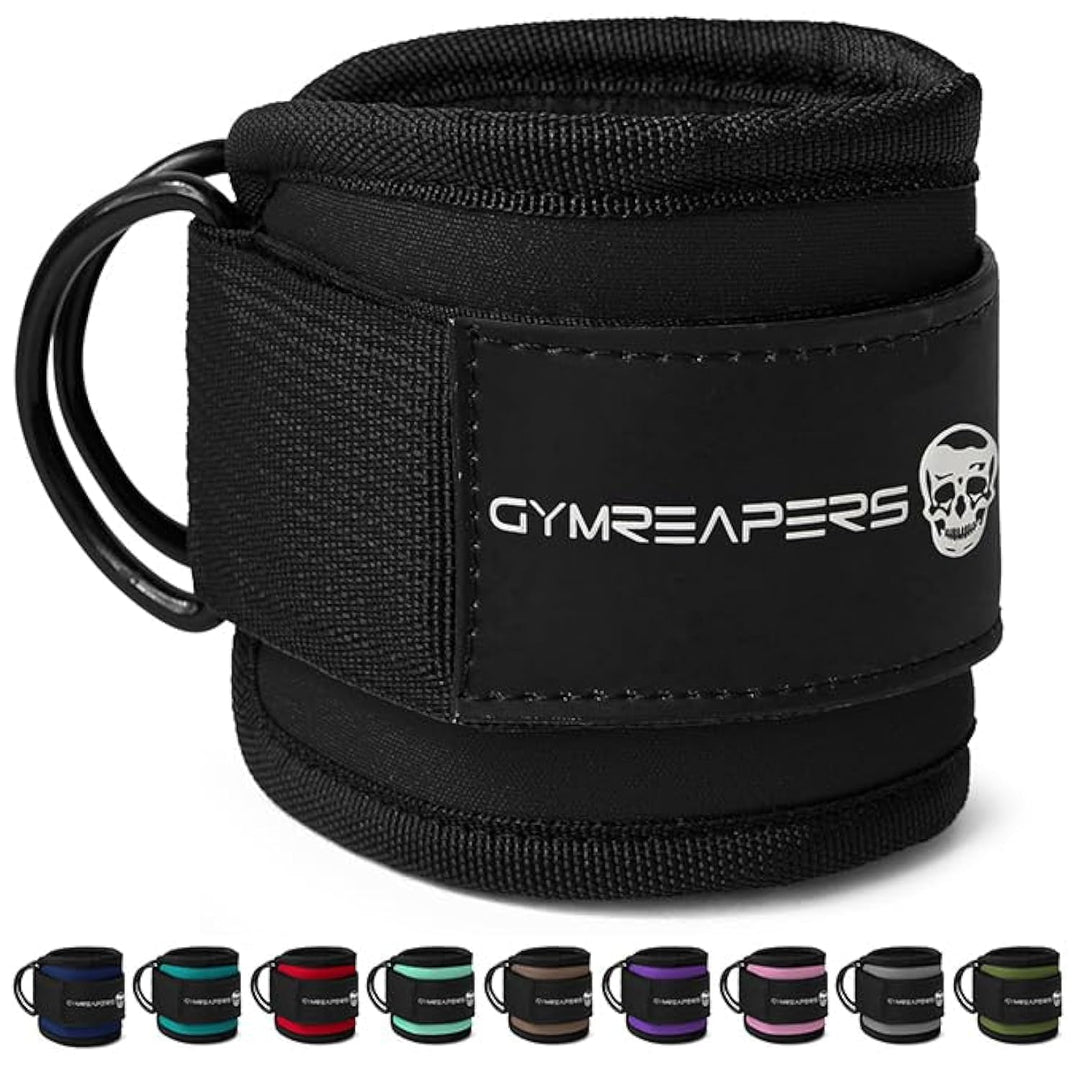 Ankle Straps (Pair) For Cable Machine Kickbacks, Glute Workouts, Lower Body Exercises - Adjustable Leg Straps with Neoprene Padding (Black, Pair)