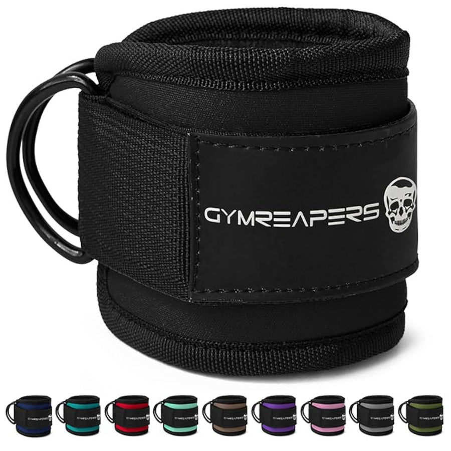 Ankle Straps (Pair) For Cable Machine Kickbacks, Glute Workouts, Lower Body Exercises - Adjustable Leg Straps with Neoprene Padding (Black, Pair)