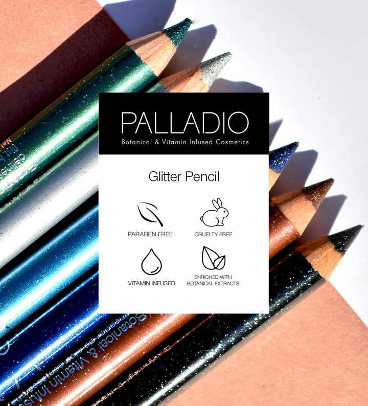 Glitter Eyeliner Pencil, Longlasting Creamy Cosmetic Pencil, Shimmer Eye Liner, Buttery Smooth Tip, Professional Makeup Glittery Pencil, Sharpenable, Black Sparkle