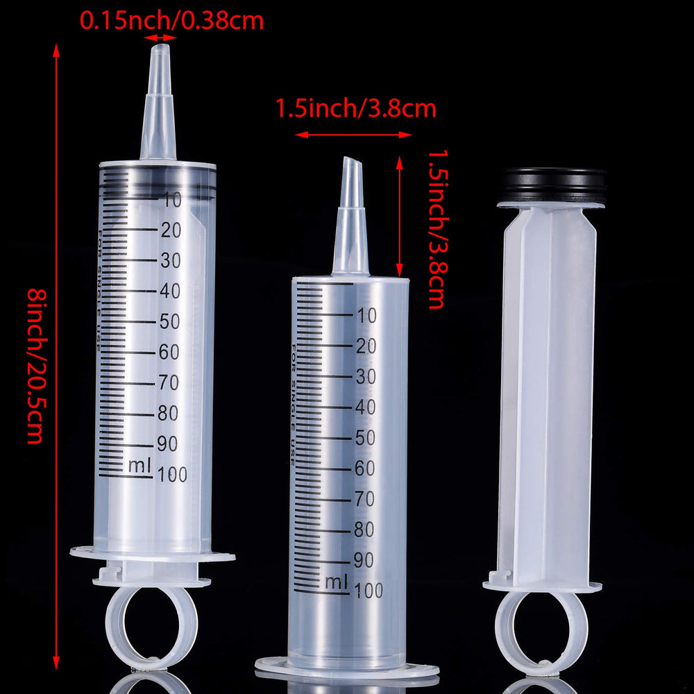 4 Pack Large Plastic Syringe for Scientific Labs and Dispensing Multiple Uses Measuring Syringe Tools (100 ml)