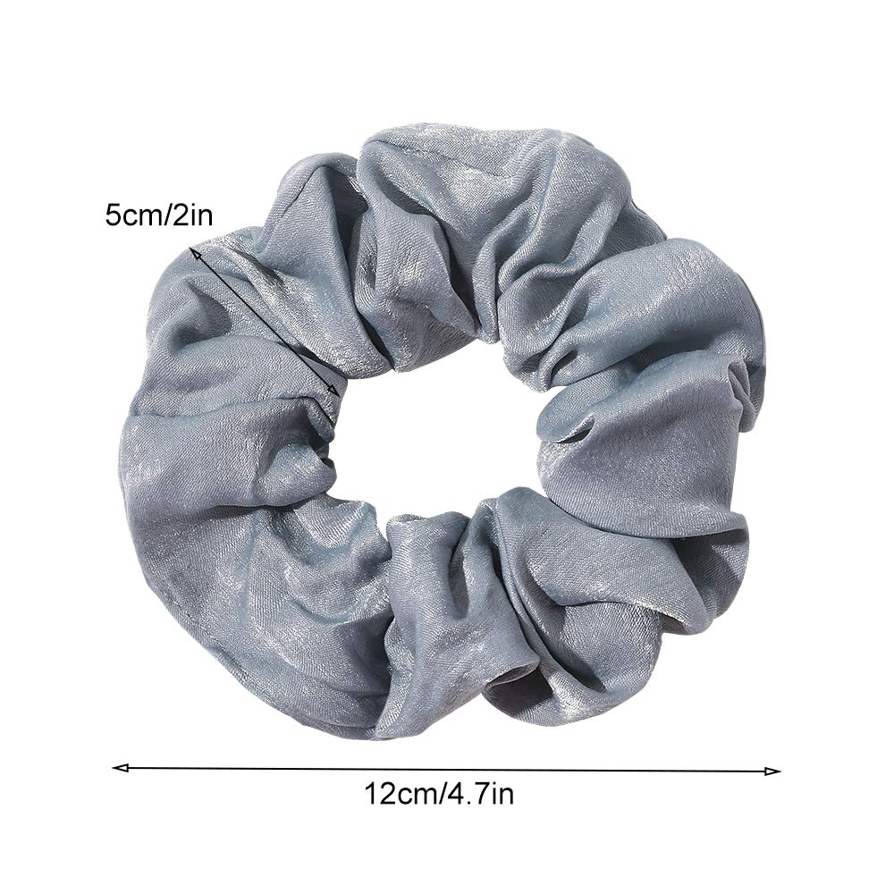 Silk Satin Scrunchies Women Hair Ties - Big Scrunchy Ponytail Holder No Crease Hair Bands Soft Elastic No Hurt Your Hair for Vsco Girl Women Black Gray Dark Blue Light Blue