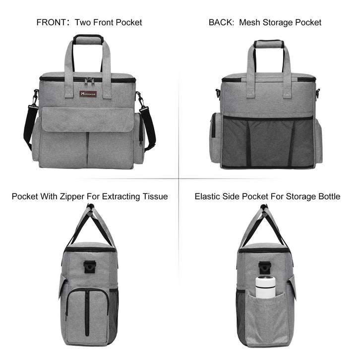 Dog Travel Bag, Weekend Pet Travel Set for Dog and Cat, Airline Approved Tote Organizer with Multi-Function Pockets, 2 Food Storage Containers, 2 Collapsible Bowls, 1 Feeding Mat (Grey)