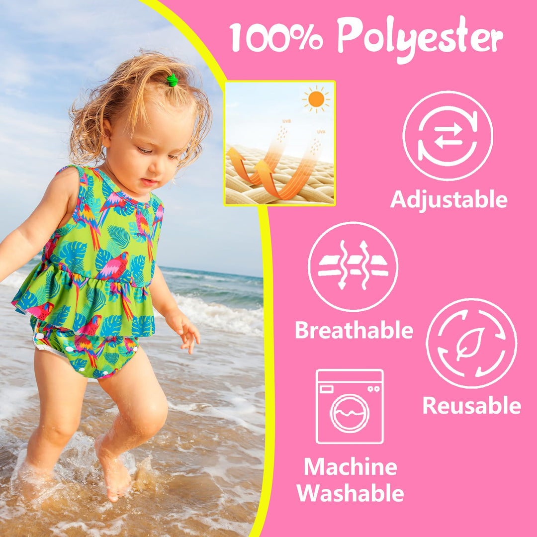 Babygoal Baby & Toddler Girl and Boy Swim Diapers, Reusable Adjustable Washable One Size Fits 6M-3T Gifts and Swimming Lessons 3 Pack 3ZSD08