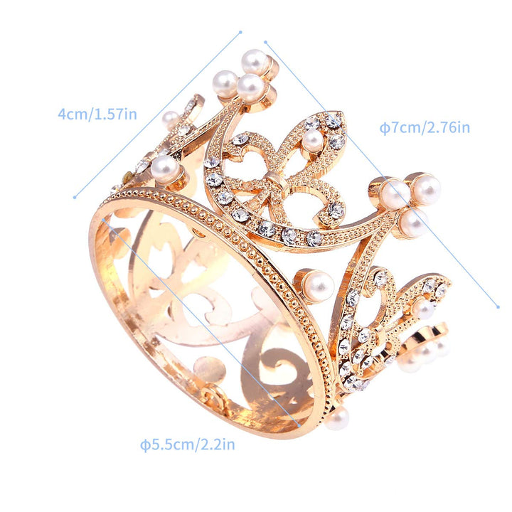 2 Pack Small Crown Gold Tiaras for Girls Crown Cake Topper for Decoration Party Bridal Wedding Headband