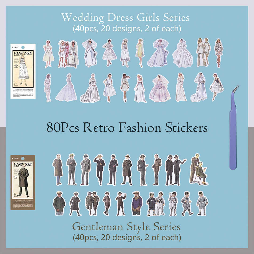 80 Pcs Vintage People Stickers for Journaling Scrapbooking, Retro Fashion Girls Women Washi Stickers for Scrapbook Supplies, Bullet Junk Journal Kit Album Planners Diary DIY Crafts Embellishment