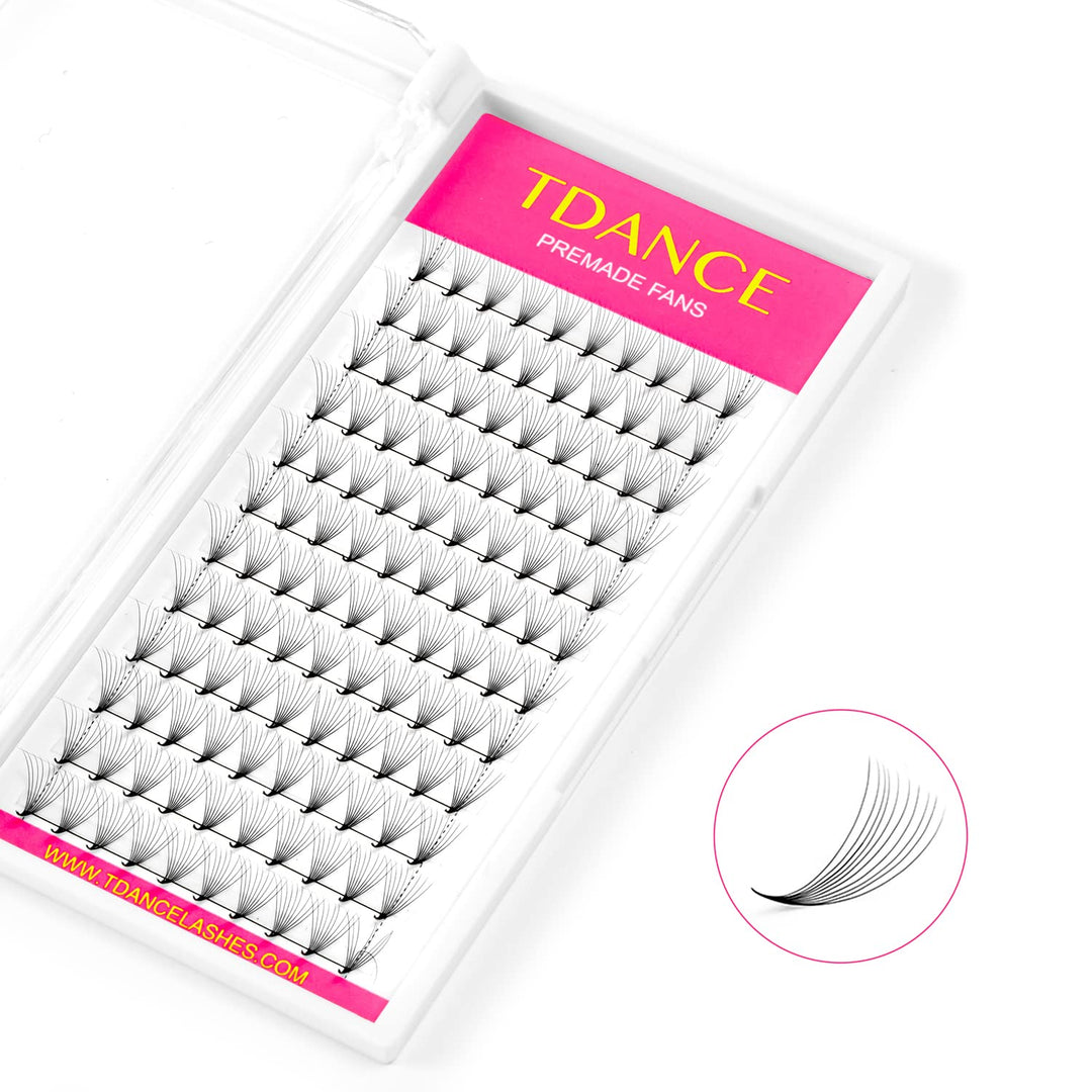 TDANCE Eyelash Extensions 9D Superior Lash Extensions Premade Fans Russion Volume Fans D Curl 0.07 Thickness Middle Stem 13mm Mixed Length(Middle Stem,9D-0.07-D,13mm)