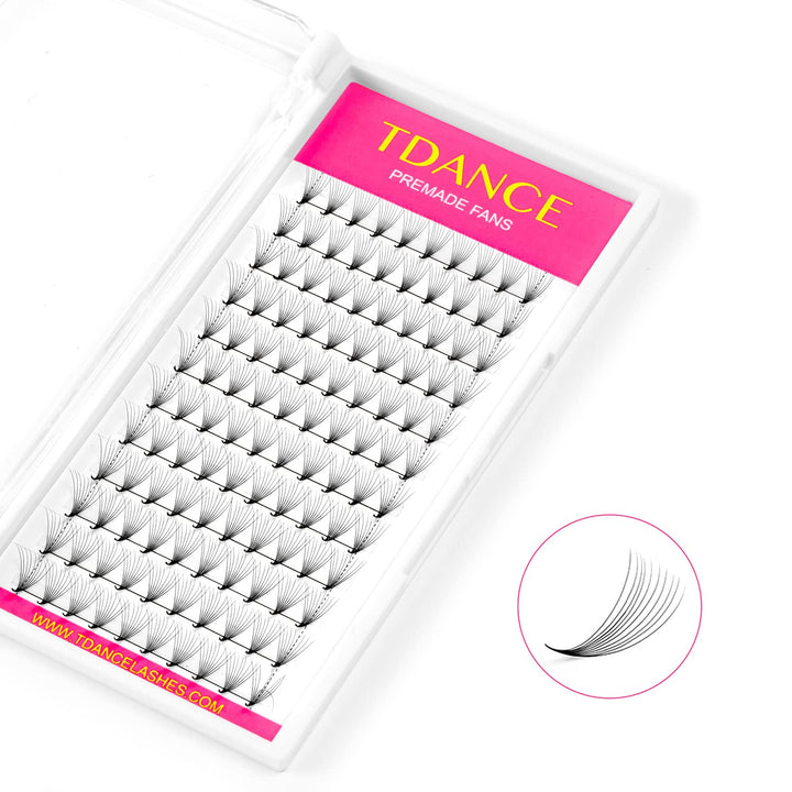 TDANCE Eyelash Extensions 9D Superior Lash Extensions Premade Fans Russion Volume Fans D Curl 0.07 Thickness Middle Stem 13mm Mixed Length(Middle Stem,9D-0.07-D,13mm)