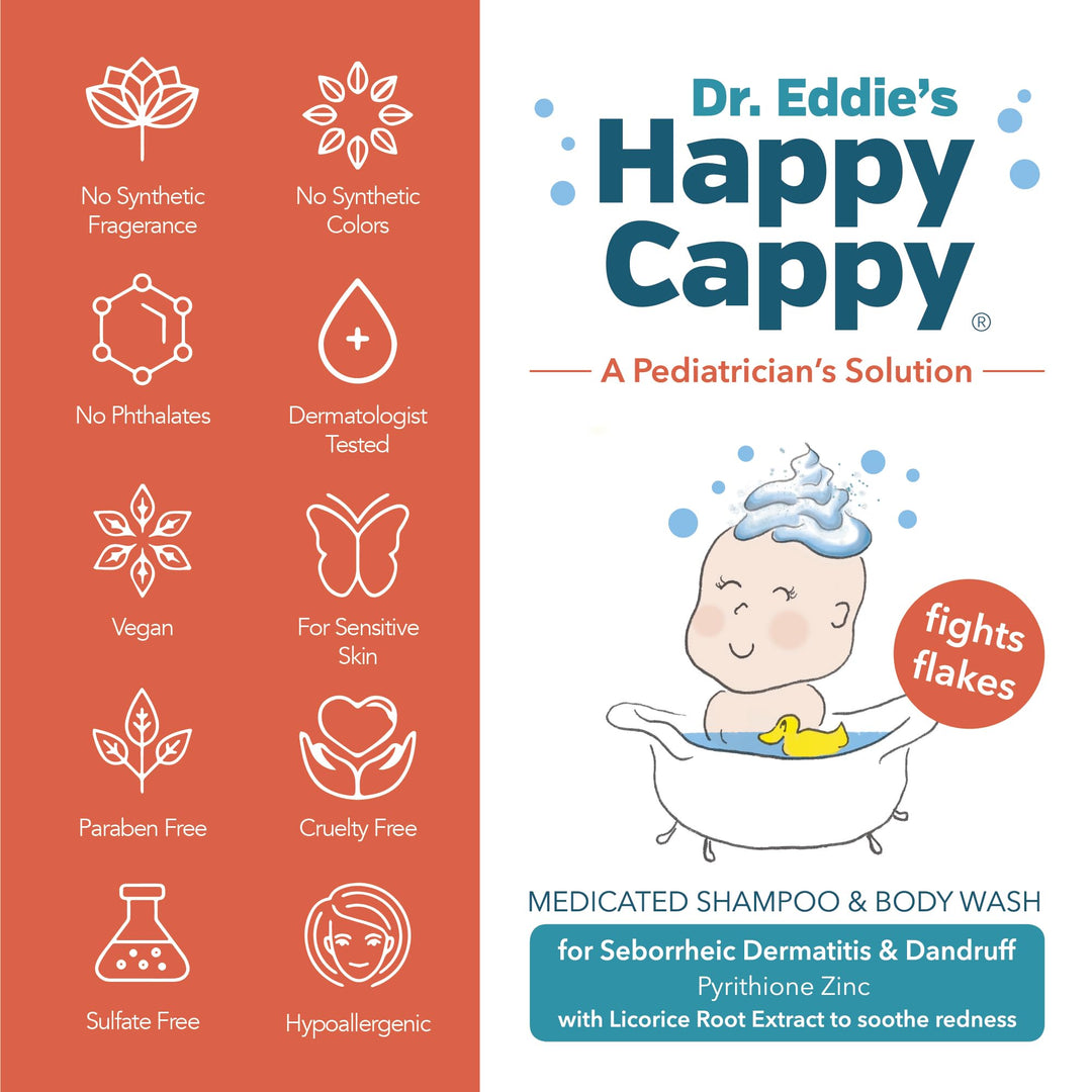 Dr. Eddie’s Medicated Shampoo and Body Wash- Baby Dandruff Shampoo, Helps Cradle Cap and Seborrheic Dermatitis, Reduces Flakes and Redness, Dermatologist Tested, Fragrance-Free - 8 Fl Oz