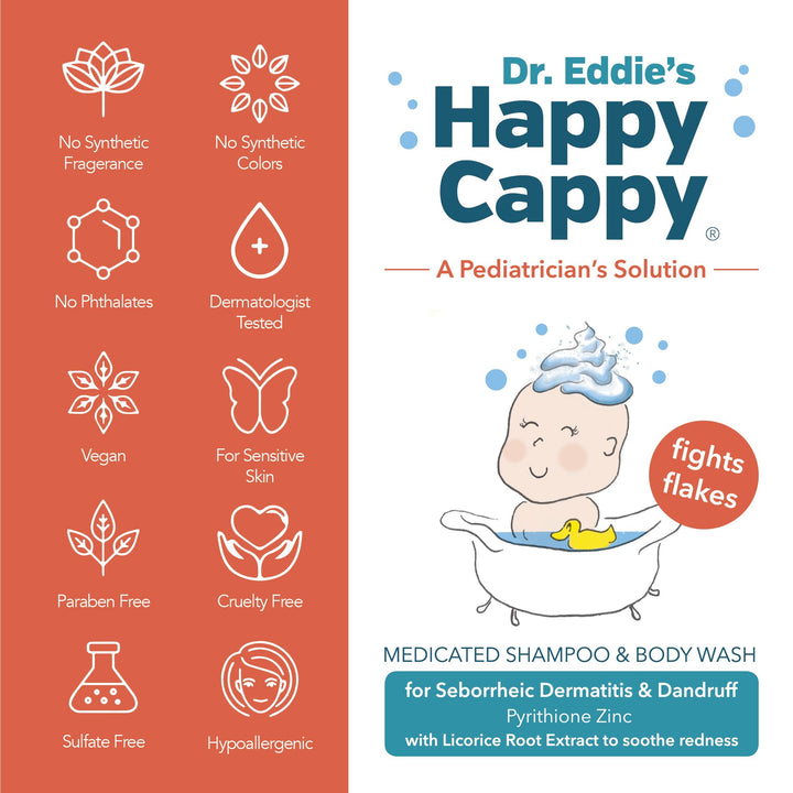 Dr. Eddie’s Medicated Shampoo and Body Wash- Baby Dandruff Shampoo, Helps Cradle Cap and Seborrheic Dermatitis, Reduces Flakes and Redness, Dermatologist Tested, Fragrance-Free - 8 Fl Oz