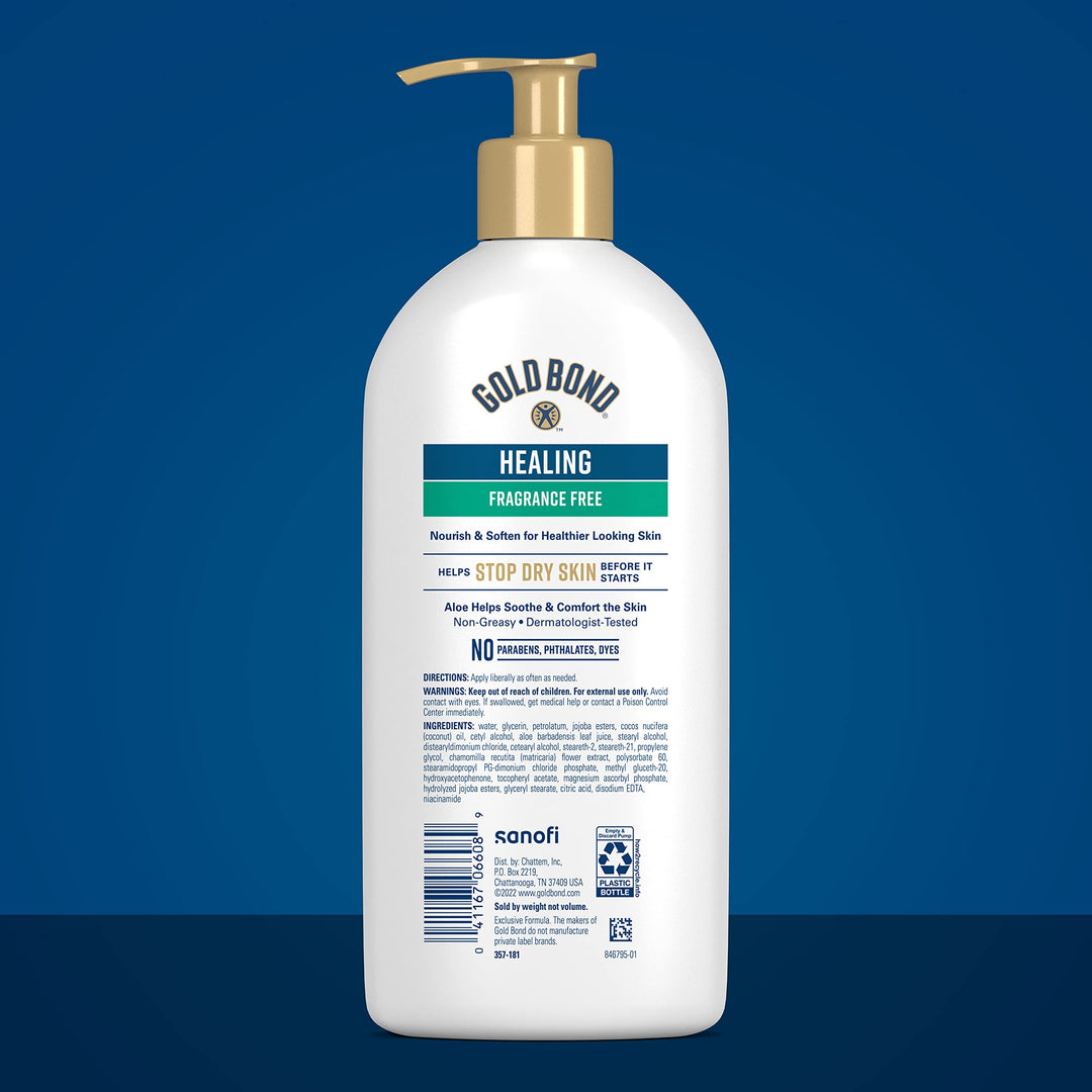 Fragrance Free Healing Hydrating Lotion, 14 oz., With Aloe, Immediate 24-Hour Hydration