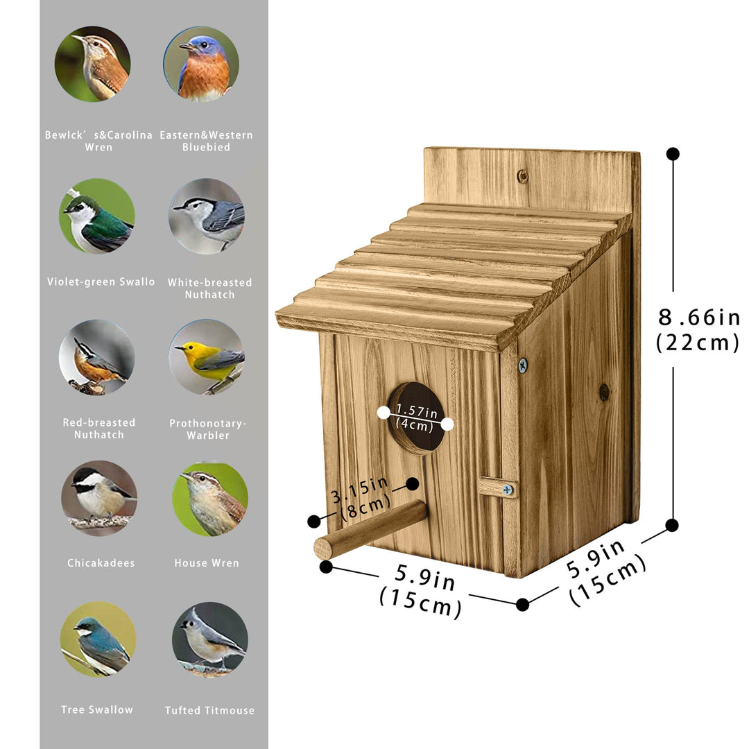 Wood Bird Houses for Outside with Pole Wooden Bird House for Finch Bluebird Cardinals Hanging Birdhouse Clearance Garden Country Cottages