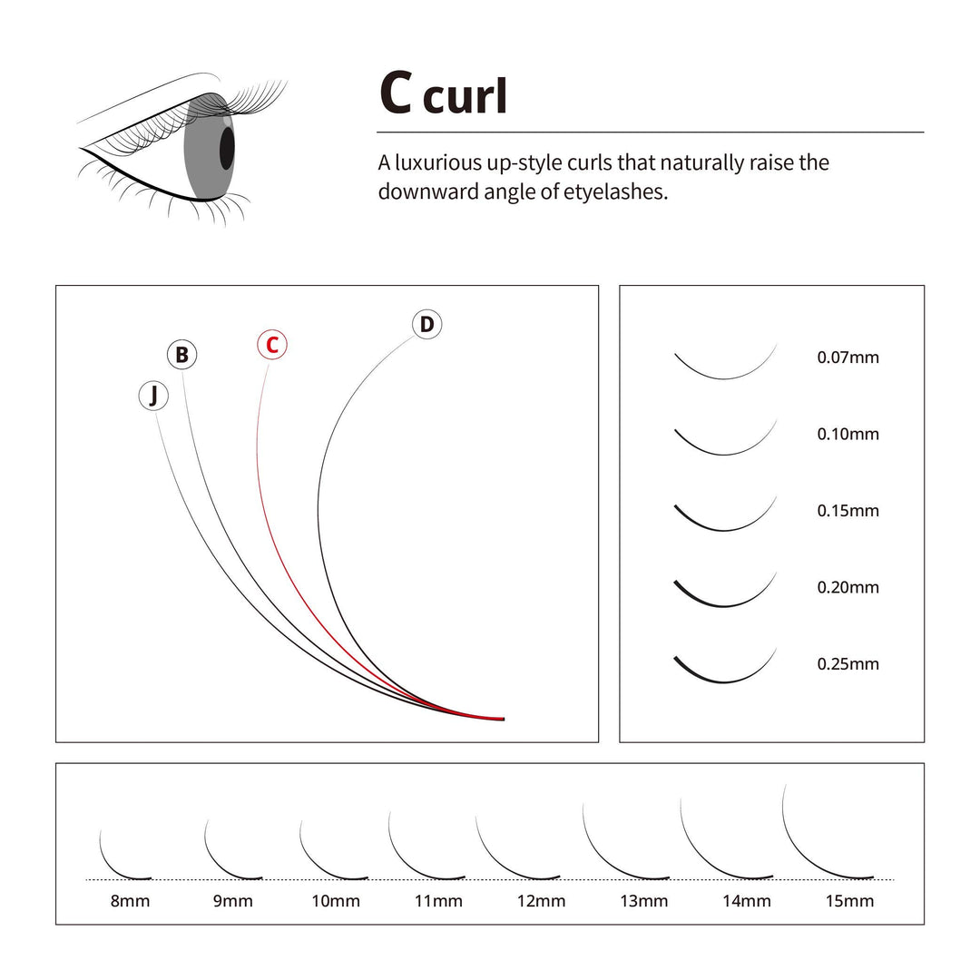 Eyelash Extension Fake Mink Lash/Individual Eyelash Extension Supplies Salon Use/C Curl/Thickness 0.07~0.25mm, Length 8-15mm Mixed Tray (0.15mm, 11mm)