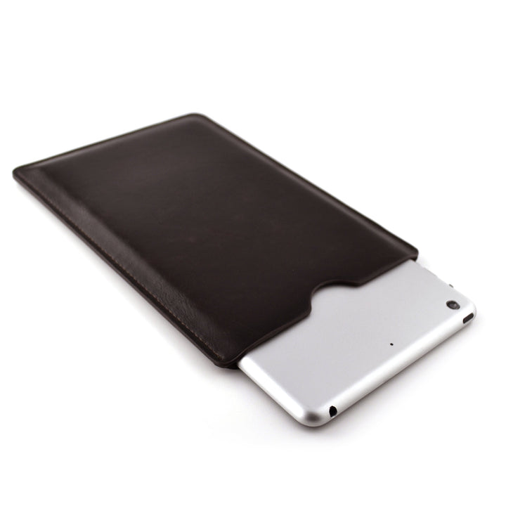 Executive Sleeve for iPad Mini 6, 5, 4, 3, 2, 1: Premium Synthetic Leather Tablet Case: Slim, Microfiber Lined, Professional, Protective Cover (Dark Brown)
