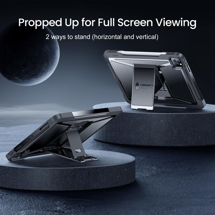 for iPad Pro 11 Case 4th/3rd/2nd Generation 2022/2021/2020 with Pencil Holder, Full Body Protective Rugged Cover with Built-in Screen for iPad Pro 11 Inch iPad Case 4th/3rd/2nd Gen, Black