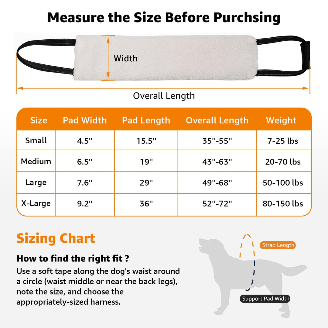Portable Dog Sling for Back Legs, Hip Support Harness to Help Lift Rear for Canine Aid Old K9 Cruciate Ligament Rehabilitation