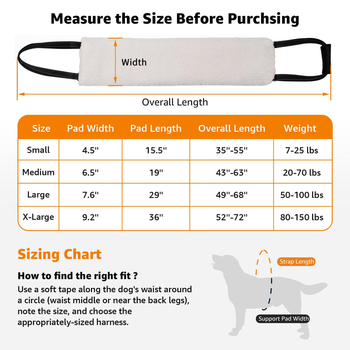 Portable Dog Sling for Back Legs, Hip Support Harness to Help Lift Rear for Canine Aid Old K9 Cruciate Ligament Rehabilitation