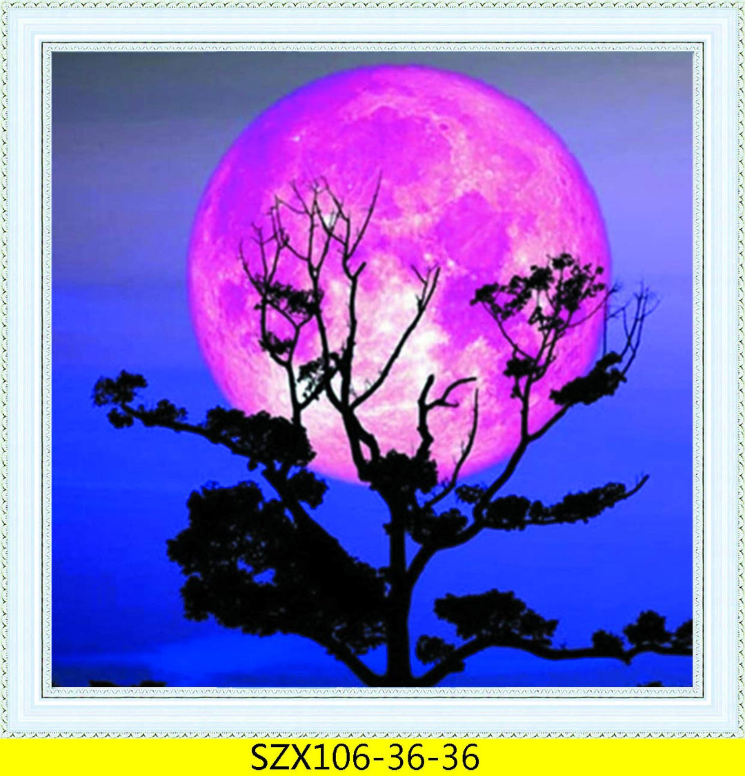 Moon Cross Stitch Kits for Adults, Full Range of Embroidery Starter Kit for Beginners Cross-Stitch Kits 11CT Stamped Pre-Printed Pattern, 3Strands Cross-Stitching DIY for Crafts Decor, 14.17x14.17inch
