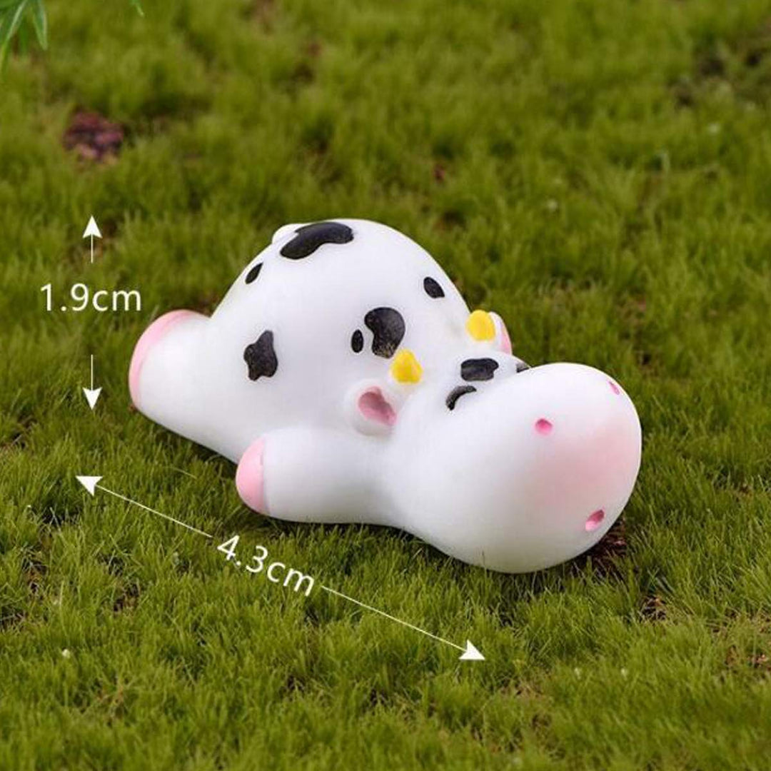6 Pcs Cute Cow Animals Miniature Figurines, Cow Cake Cupcake Toppers, Miniature Cow Moss Landscape DIY Terrarium Crafts Ornament, Miniature Fairy Garden Decoration