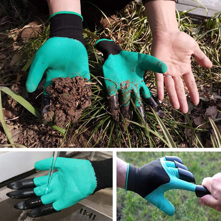 2 Pairs Garden Gloves with Claws -for Digging - Waterproof, Best Gardening Gifts for Men and Women(New Green)