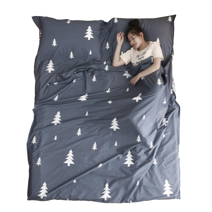 Sleeping Bag Liner, Travel Sheet Lightweight Compact Cotton Sleep Bag Sack for Camping, Traveling, Hotels, Hostels & Backpacking (Blue, S - 2.62 x 6.89 ft)