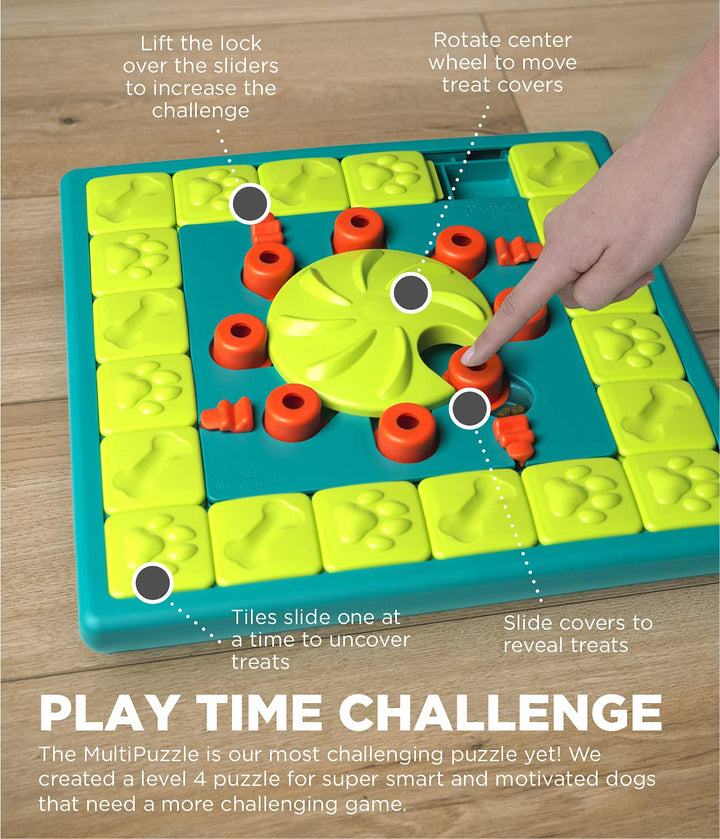 by Nina Ottosson Multipuzzle Level 4 Expert Dog Treat Puzzle for Enrichment, Blue