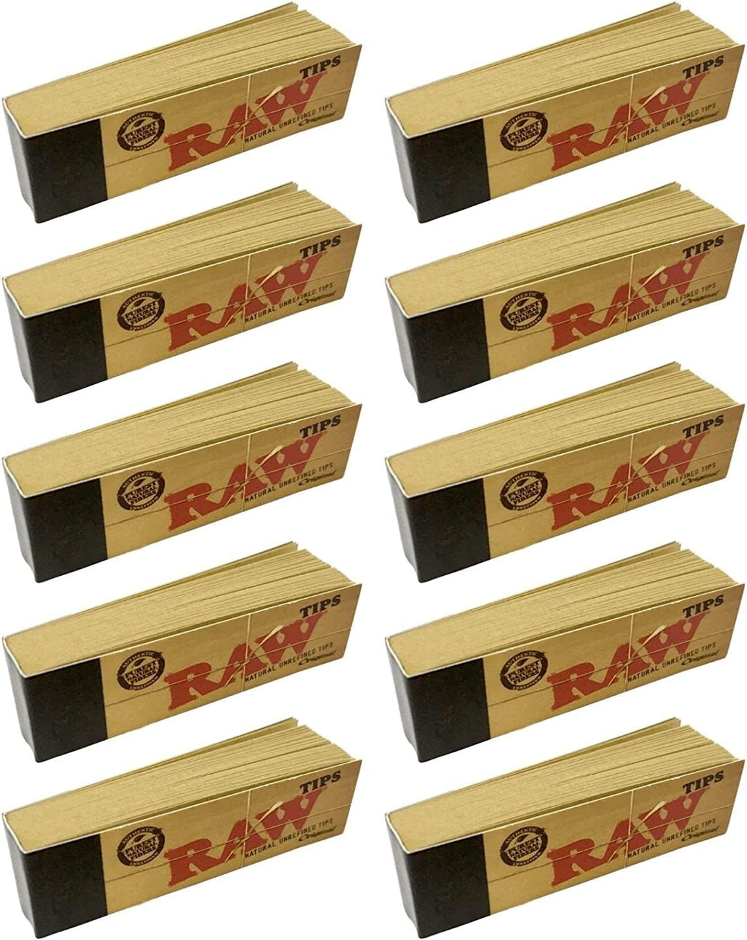 1 , (Booklets) : 500 Raw Rolling Papers Filter Tips (10 Booklets Of 50) Standard Size Vegan