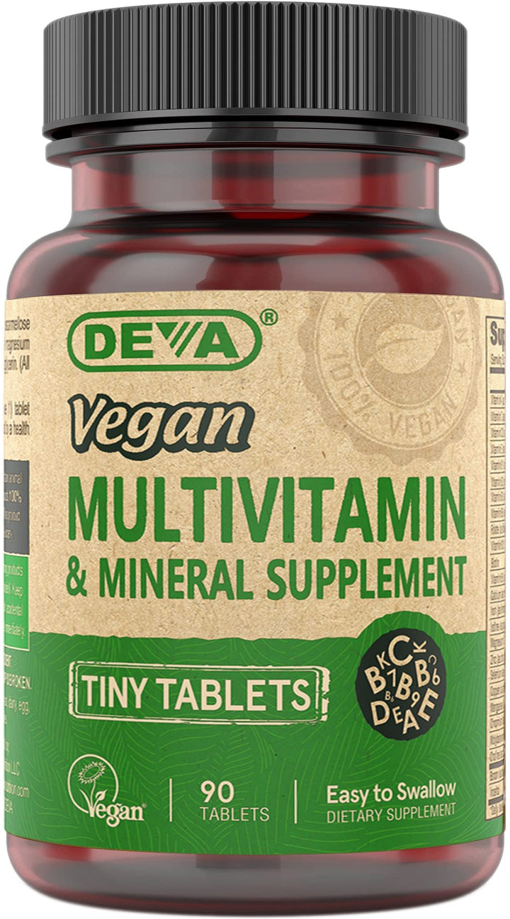 Vegan Multivitamin for Women & Men with Iron, Vitamin C, E, B Complex Vitamins, Zinc, 90 Tiny Tablets