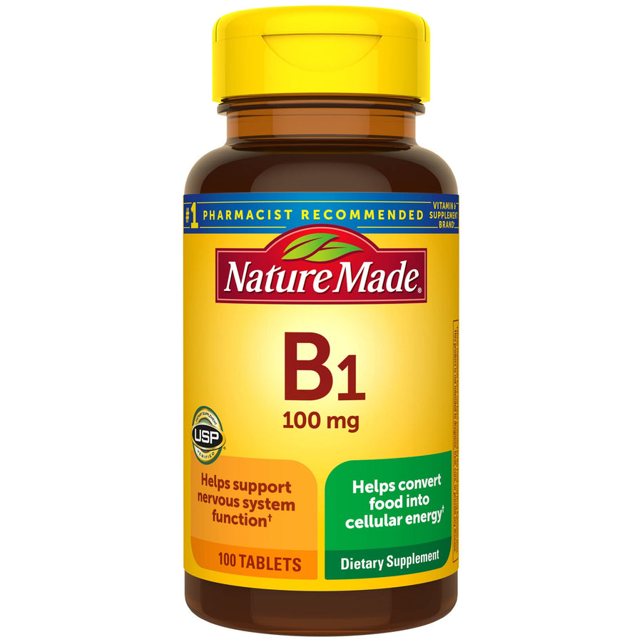 Vitamin B1 100 mg, Dietary Supplement for Energy Metabolism Support, 100 Tablets, 100 Day Supply