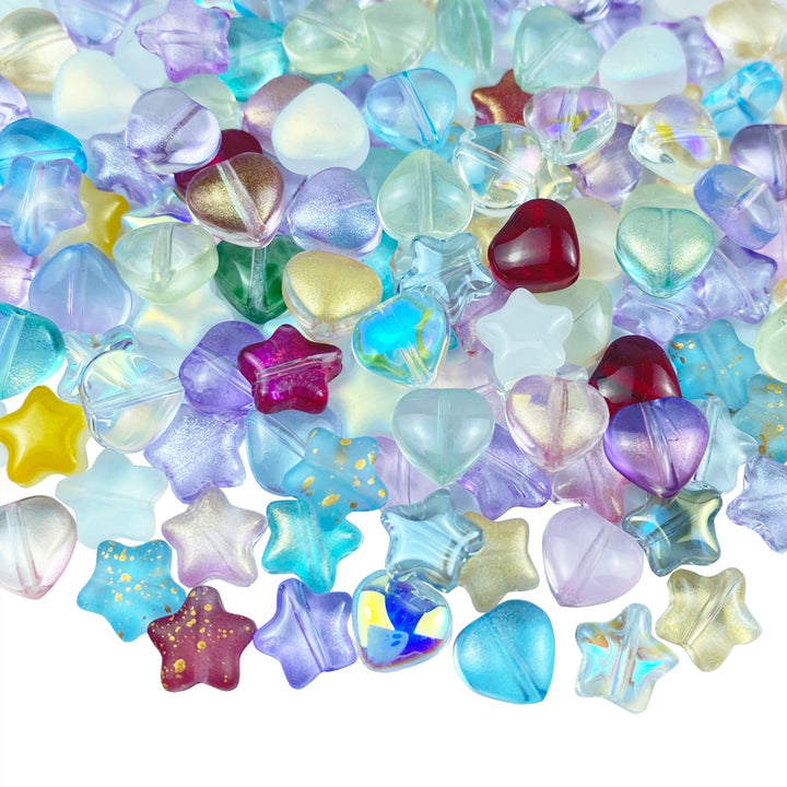 160pcs Star Heart Crystal Beads Bulk Star Heart Spacer Beads Crystal Glass Beads Loose Beads for Earring Bracelet Necklace Key Chains Jewelry DIY Craft Making (Multicolors, 8mm)