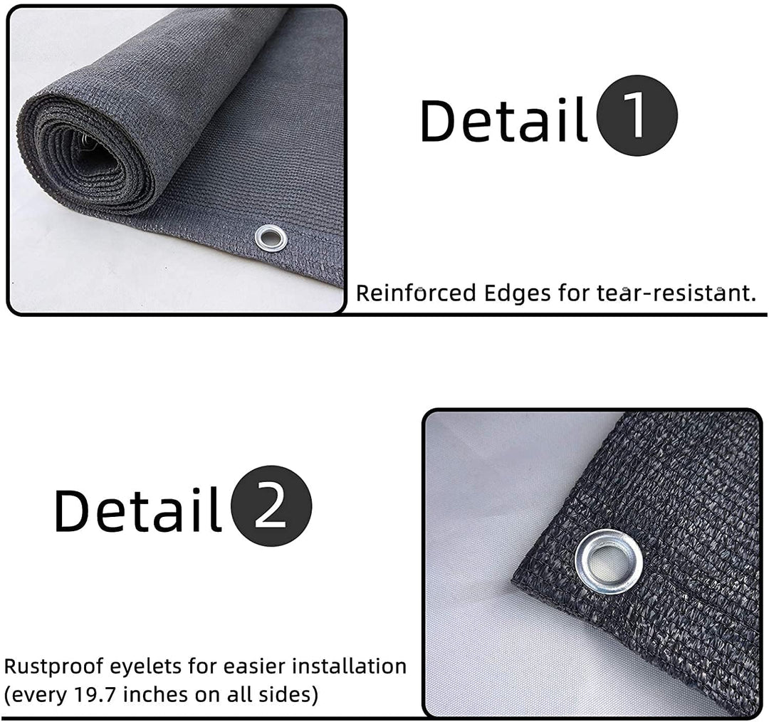 3'x16' Dark Grey Balcony Privacy Screen Fence Windscreen Cover Fabric Shade Netting Mesh Cloth with Grommets UV Protection for Patio, Backyard, Porch, Railing Shield 90% (We Make Custom Sizes)