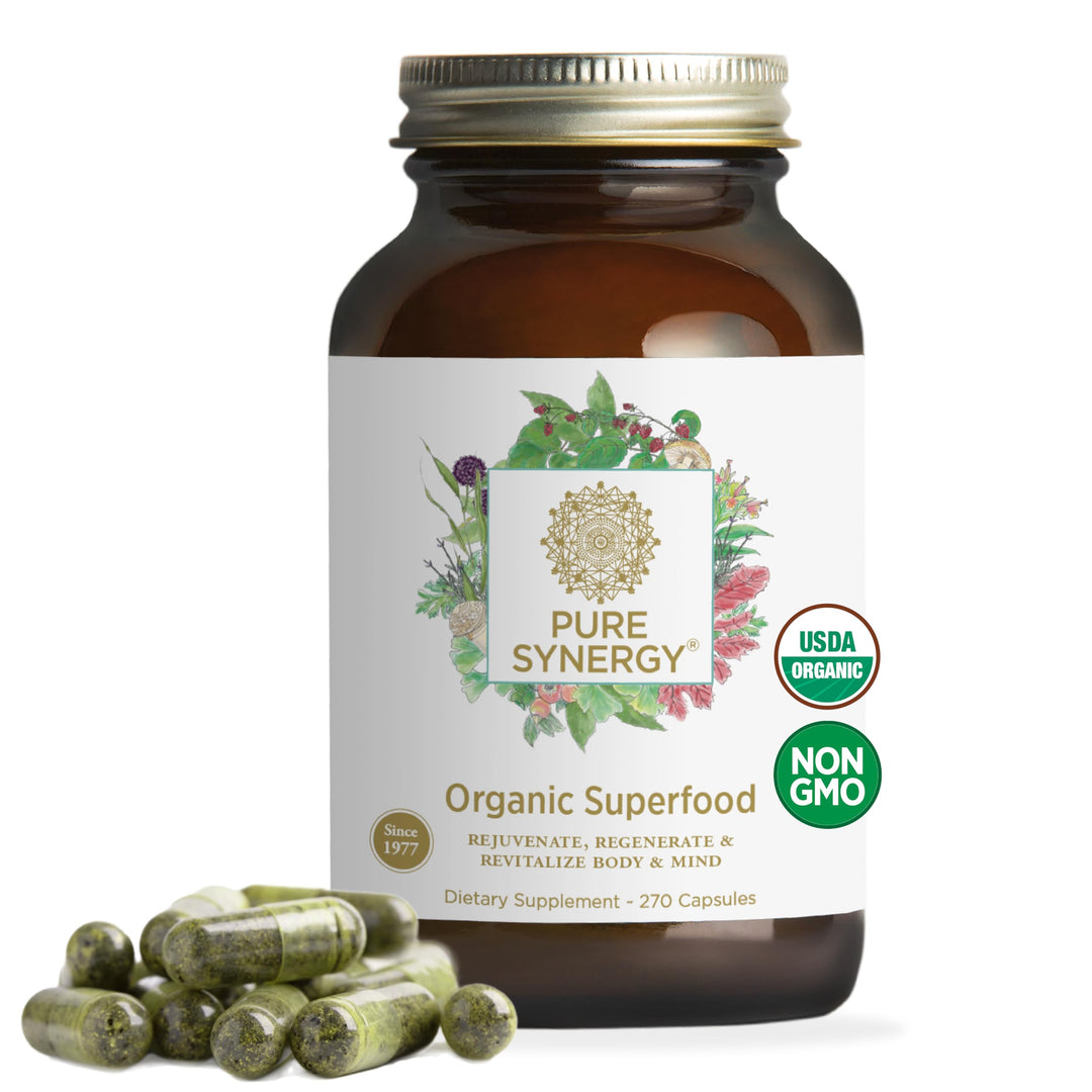 Superfood Capsules | Organic Superfood & Greens Supplement | Whole Foods Like Super Greens, Spirulina, & Mushrooms | for Energy, Healthy Aging & Immune Health (270 Capsules)