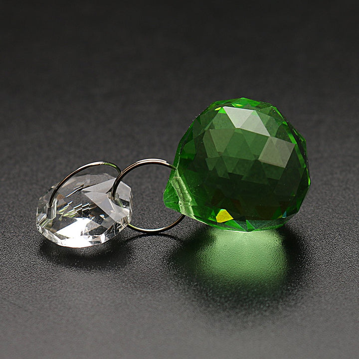 H&D Green Crystal Teardrop Crystal Ball Chandelier Prisms Pendants Suncatcher Hanging Galss Crystal Beads for Wedding Home Office Decoration,20pcs