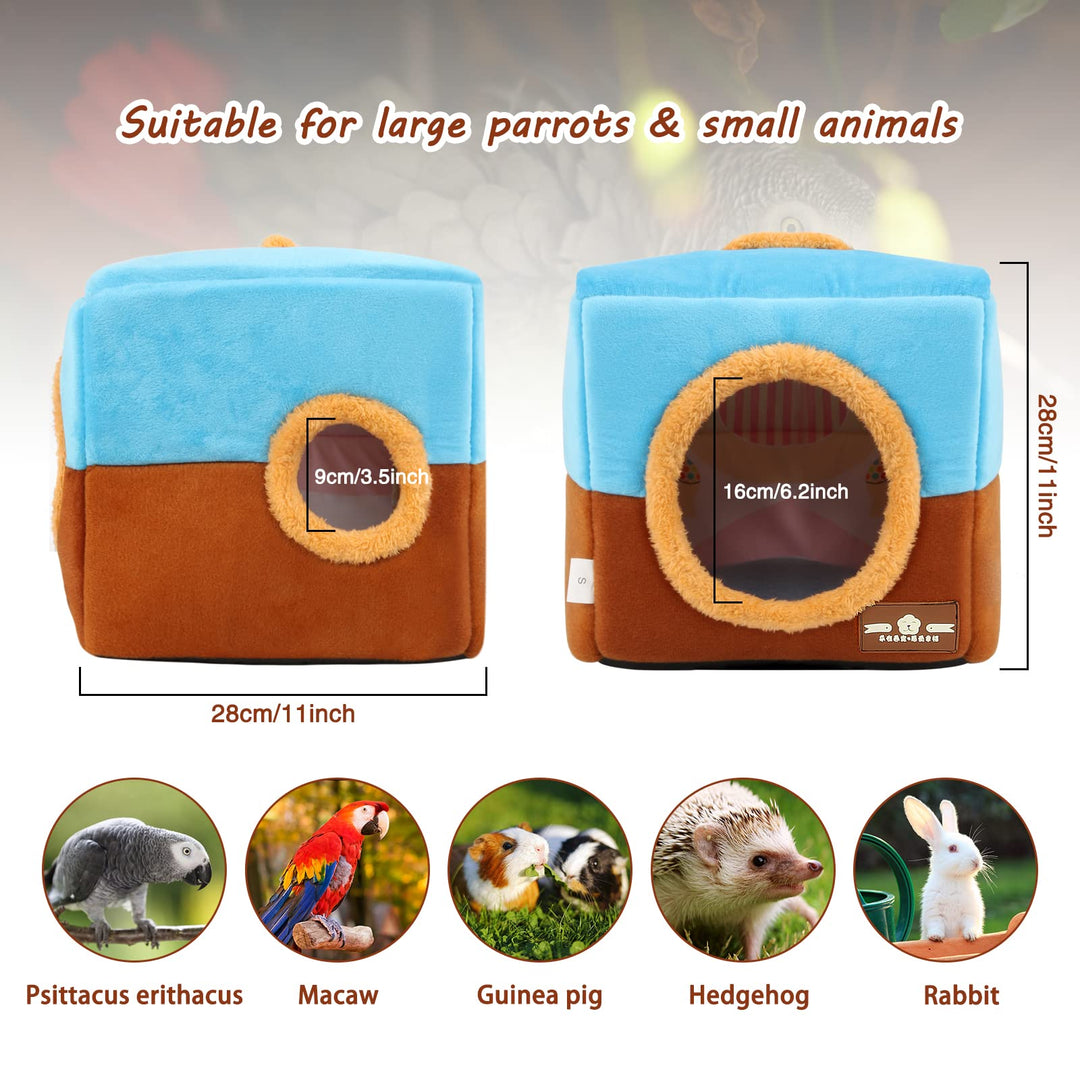 Large Size Parrot Nest House - Winter Warm Bird Snuggle Hut Hanging Birds House Cage Hideaway Cave Bed for Large Birds Amazon Parrots African Grey Cockatoos Macaws