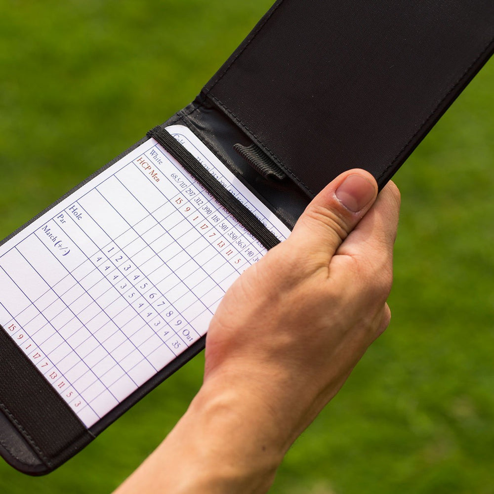 Leather Golf Scorecard Holder, Black, 7 x 4.25
