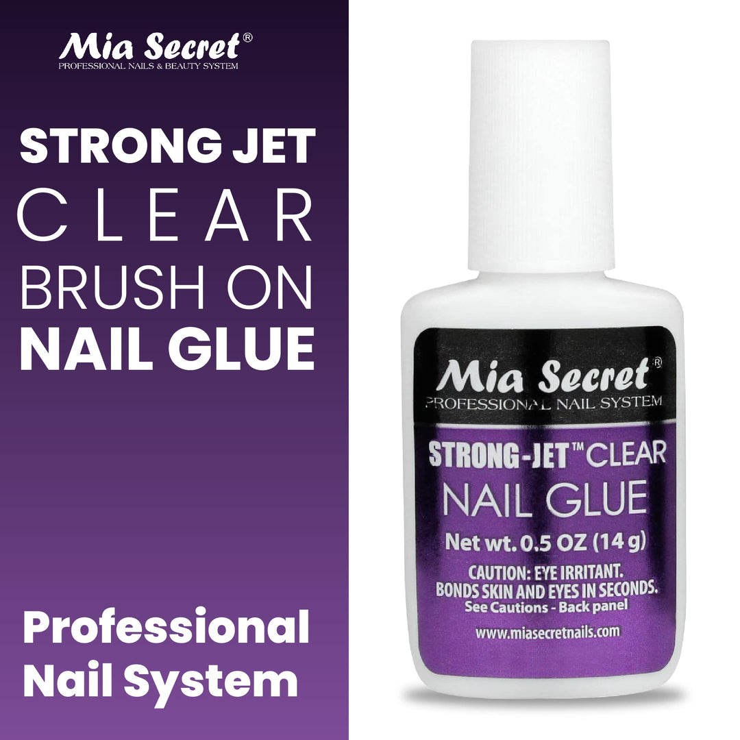 Strong-Jet Brush On Clear Nail Glue 335 - Ideal to adhere Crystals Over Any Acrylic and Gel Surface