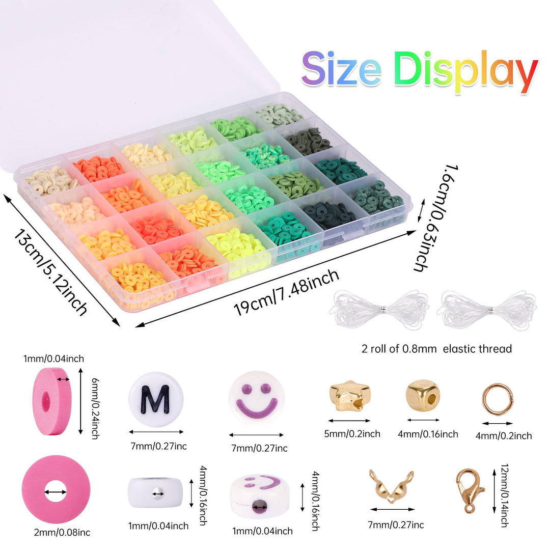 9600pcs Clay Beads for Bracelet Making Kit, 96 Colors Polymer Heishi Beads with Letter Beads Preppy Beads for Jewelry Necklace Making, Craft Gifts