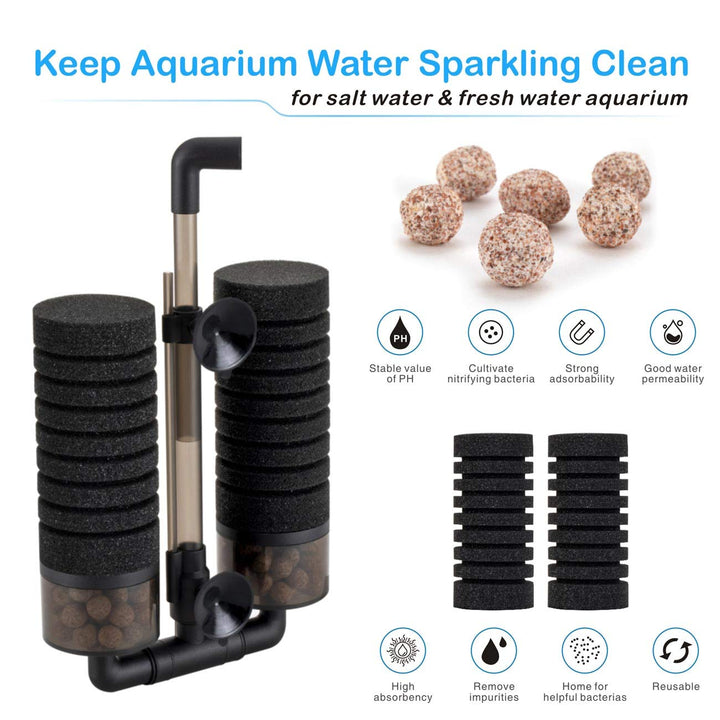 Aquarium Double Sponge Filter for Fresh Water and Salt-Water Fish Tank (M)