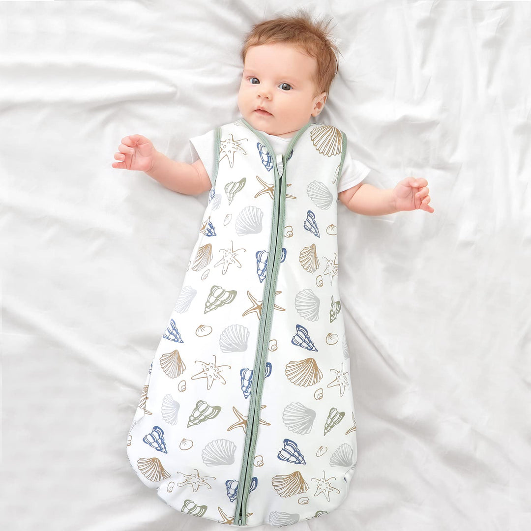 Baby Sleep Sack 0-6 Months 100% Cotton Unisex Baby Sleeping Bag 0.5 TOG Toddler Wearable Blankets Comfortable (Small)
