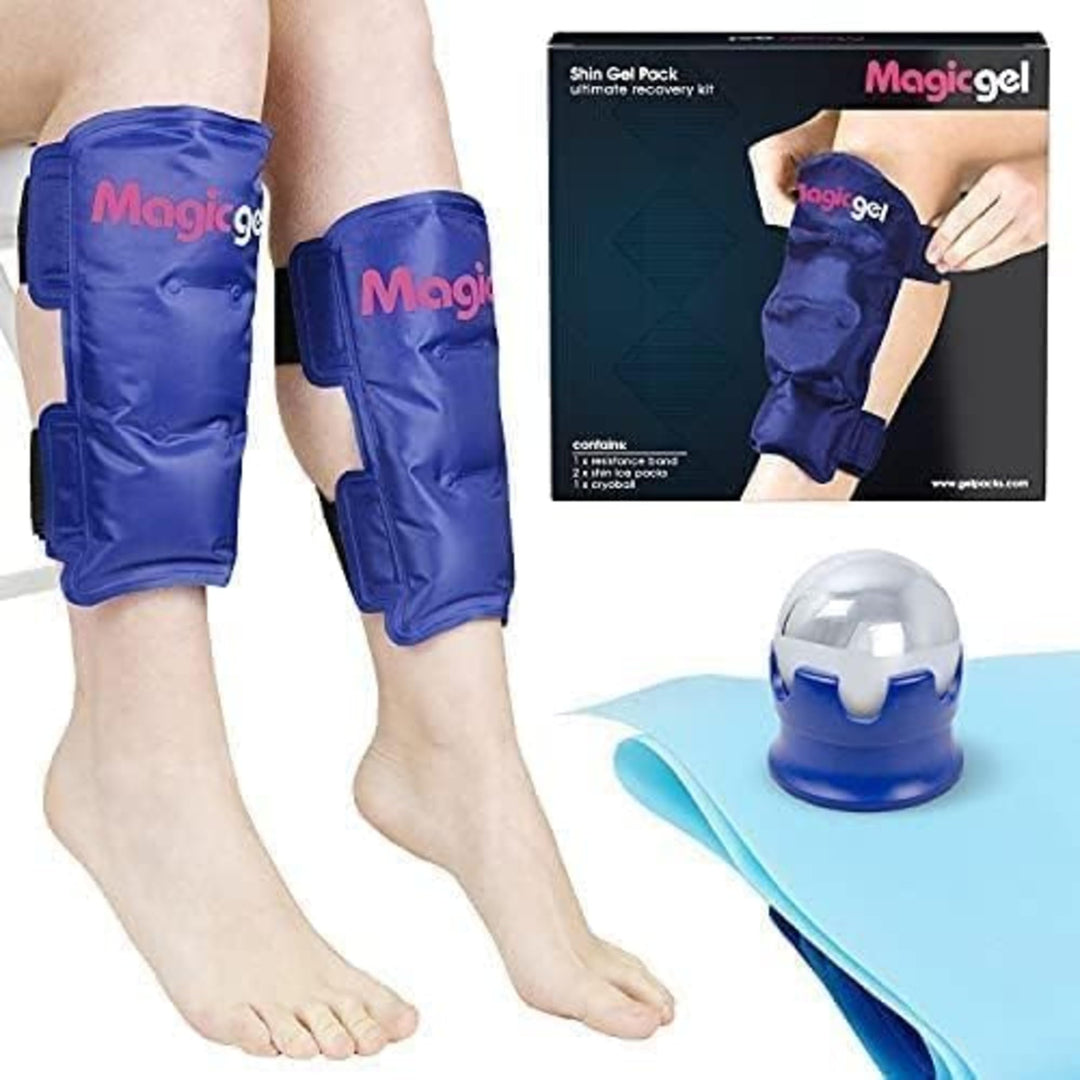 Shin Splint Relief: Hot & Cold Packs, Cryoball & Stretch Bands for Shin Splints | Hot & Cold Therapy for Leg Pain Relief |